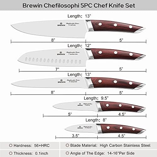Brewin CHEFILOSOPHI 5-Piece Professional Chef Knife Set