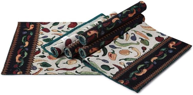 Encasa Boho Chilies Jacquard Place Mats Set of 6