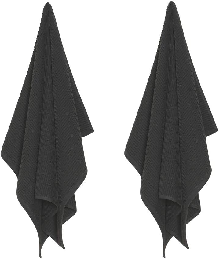 Ripple Kitchen Towel Set 2 Piece Black