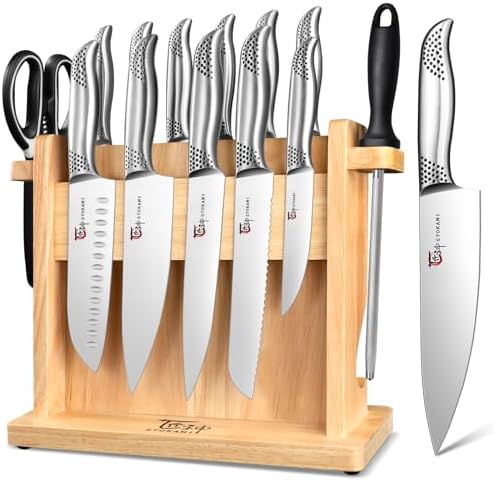 SYOKAMI 14 PCS Japanese Knife Set with Magnetic Block