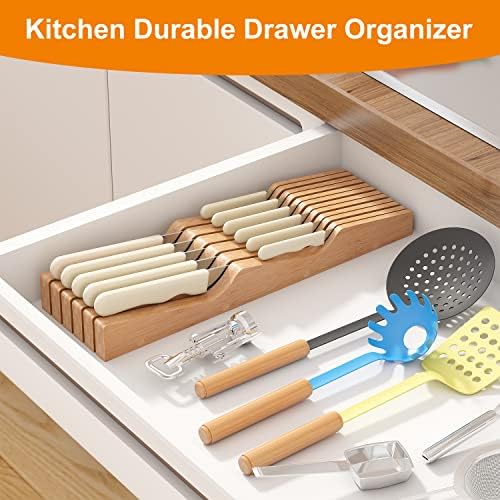 Space-Saving Bamboo Knife Block Organizer