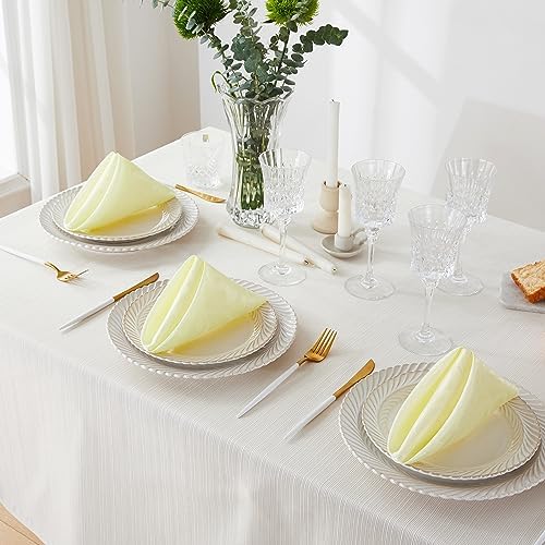 4-Piece Wave Scroll Napkins Light Yellow 17x17inch Water-Resistant