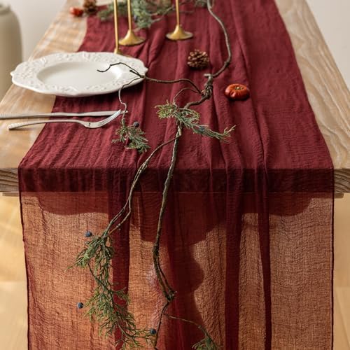Stunning 120-inch Red Cheesecloth Runner - Keketoarrange for Parties Frequently