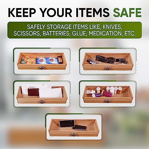 TrueBlueBamboo Kids Safe Bamboo Knife Holder for Drawers 25 Knives Capacity