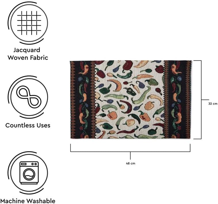 Encasa Boho Chilies Jacquard Place Mats Set of 6