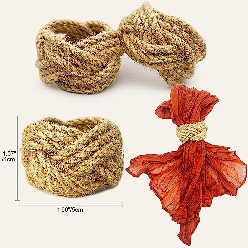 WINGFISH Farmhouse Napkin Rings Set of 12 Narrow Rectangular Napkins Bulk natura