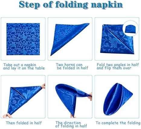 16-Piece Royal Blue Satin Napkins for Dining