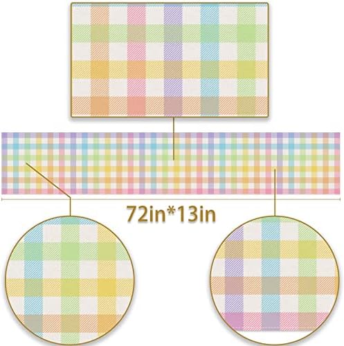 Pudodo Easter Buffalo Plaid Table Runner