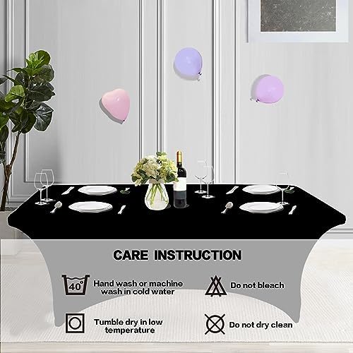 6FT Black Tablecloth 2-Pack IVAPUPU