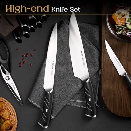 15-Piece German Kitchen Knife Set with Full Tang Handles