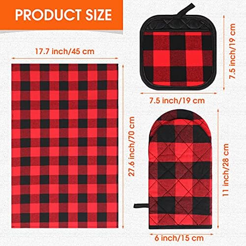SA Xinior 6-Piece Buff Plaid Apron Set for Kitchen Use