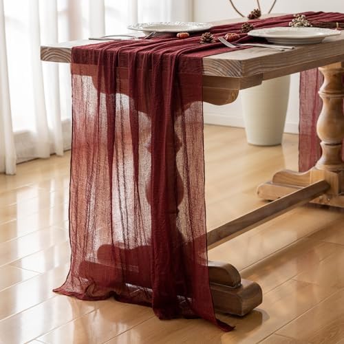 Stunning 120-inch Red Cheesecloth Runner - Keketoarrange for Parties Frequently