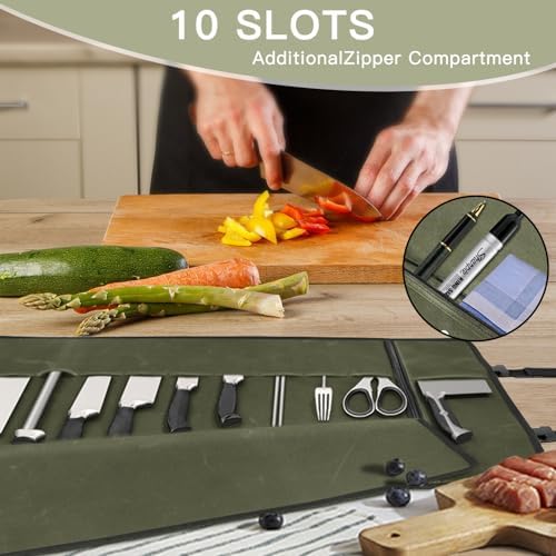 Parsuko Chef Knife Roll Bag with 10 Slots