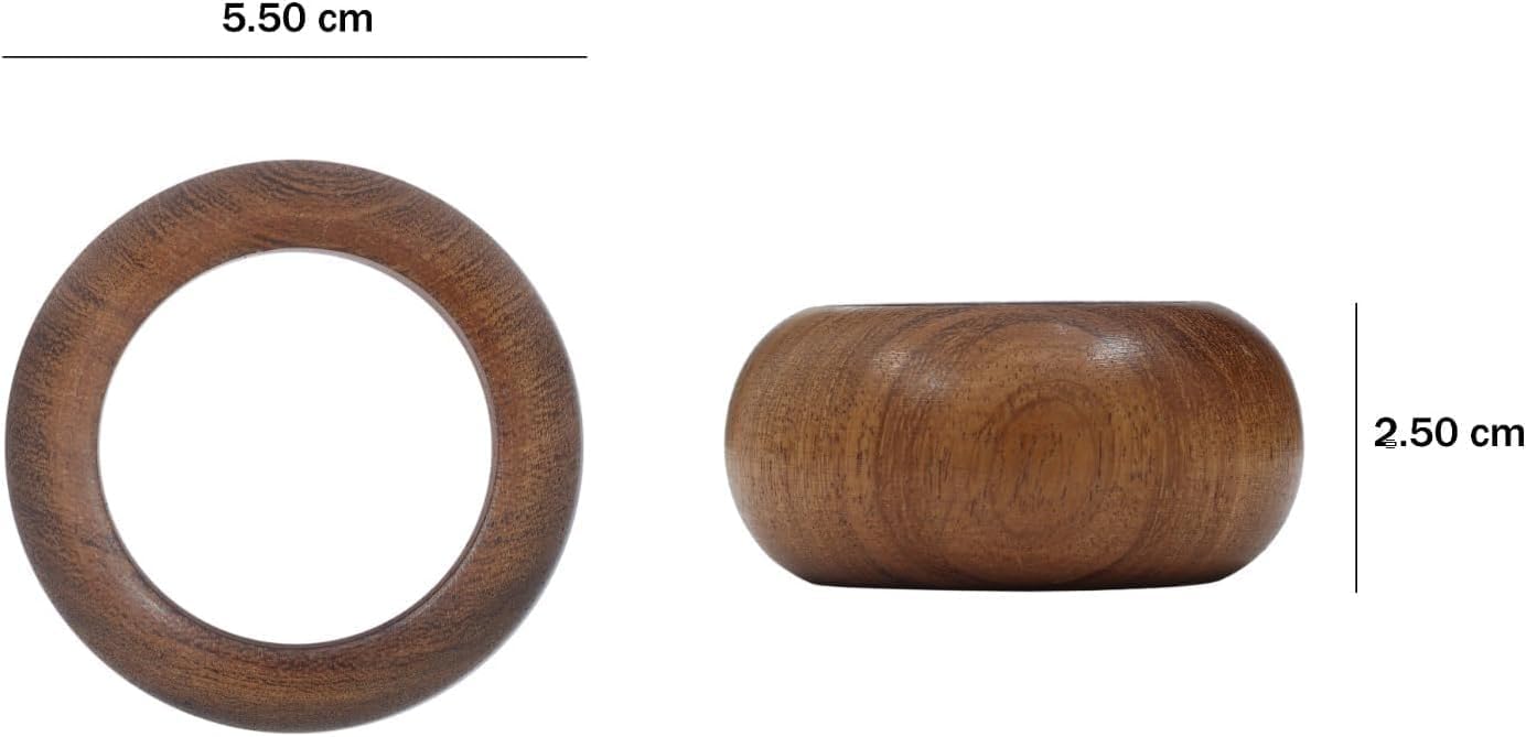 ARNCRAFT Acacia Wood Napkin Rings Set of 12 1