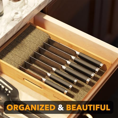 SpaceAid 9-inch Wide Bamboo Knife Holder