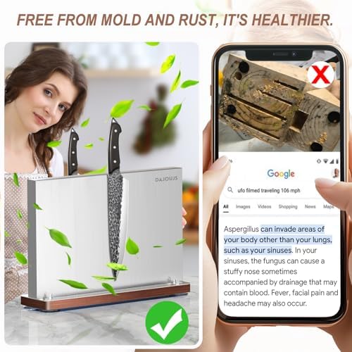 DAJOUJS Magnetic Knife Block Stainless Steel Knife Holder for Kitchen Counter