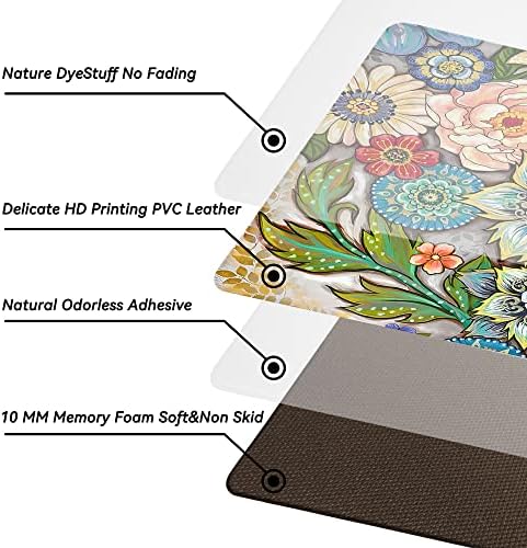 Boho Floral Kitchen Rugs Mat 2-Pack