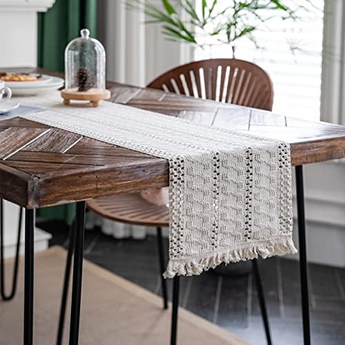 Beige Macrame Table Runner