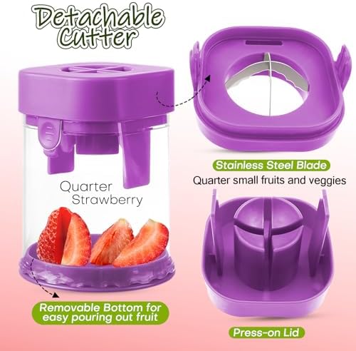 Stainless Steel Small Fruit Cutters Multitool Food Cutter for Kids Purple