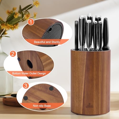 Perfect Universal Knife Holderalyzed Wooden Holder with Plastic Lid Non-Slip Eco-Friendly