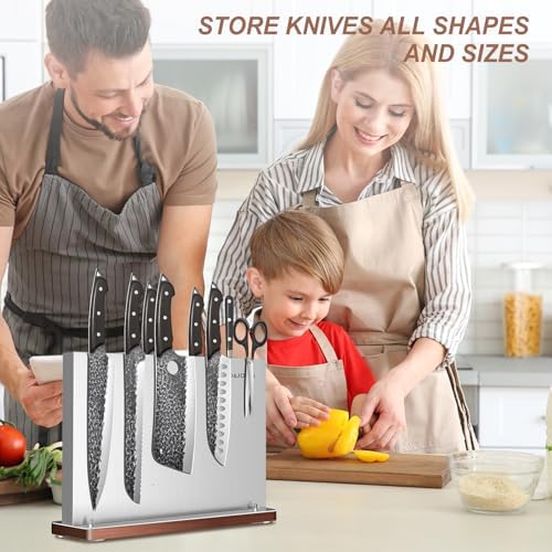DAJOUJS Magnetic Knife Block Stainless Steel Knife Holder for Kitchen Counter