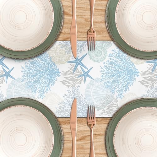 A Glimpse of the Sea - Linen Coastal Table Runner