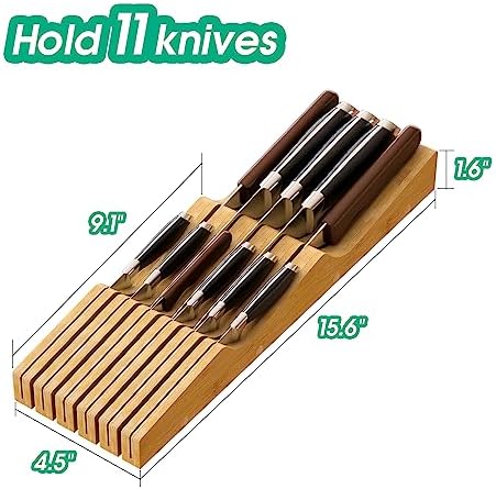 Kiplant Bamboo Knives Block Organizer Durable Kitchen Tool for Protecting Cutlery