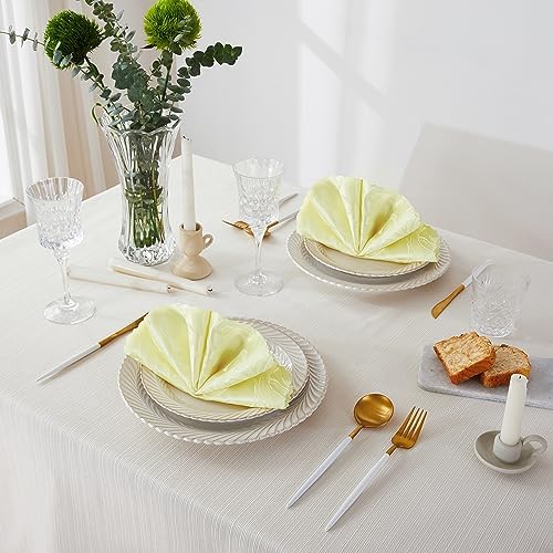 4-Piece Wave Scroll Napkins Light Yellow 17x17inch Water-Resistant
