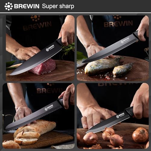 Brewin Kitchen Knife Set with Universal Block
