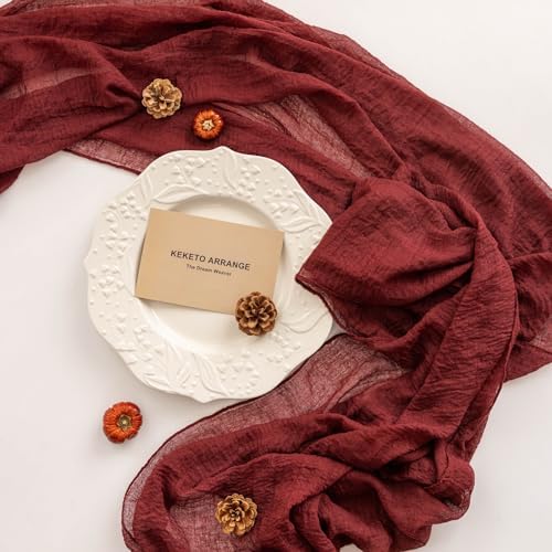 Stunning 120-inch Red Cheesecloth Runner - Keketoarrange for Parties Frequently