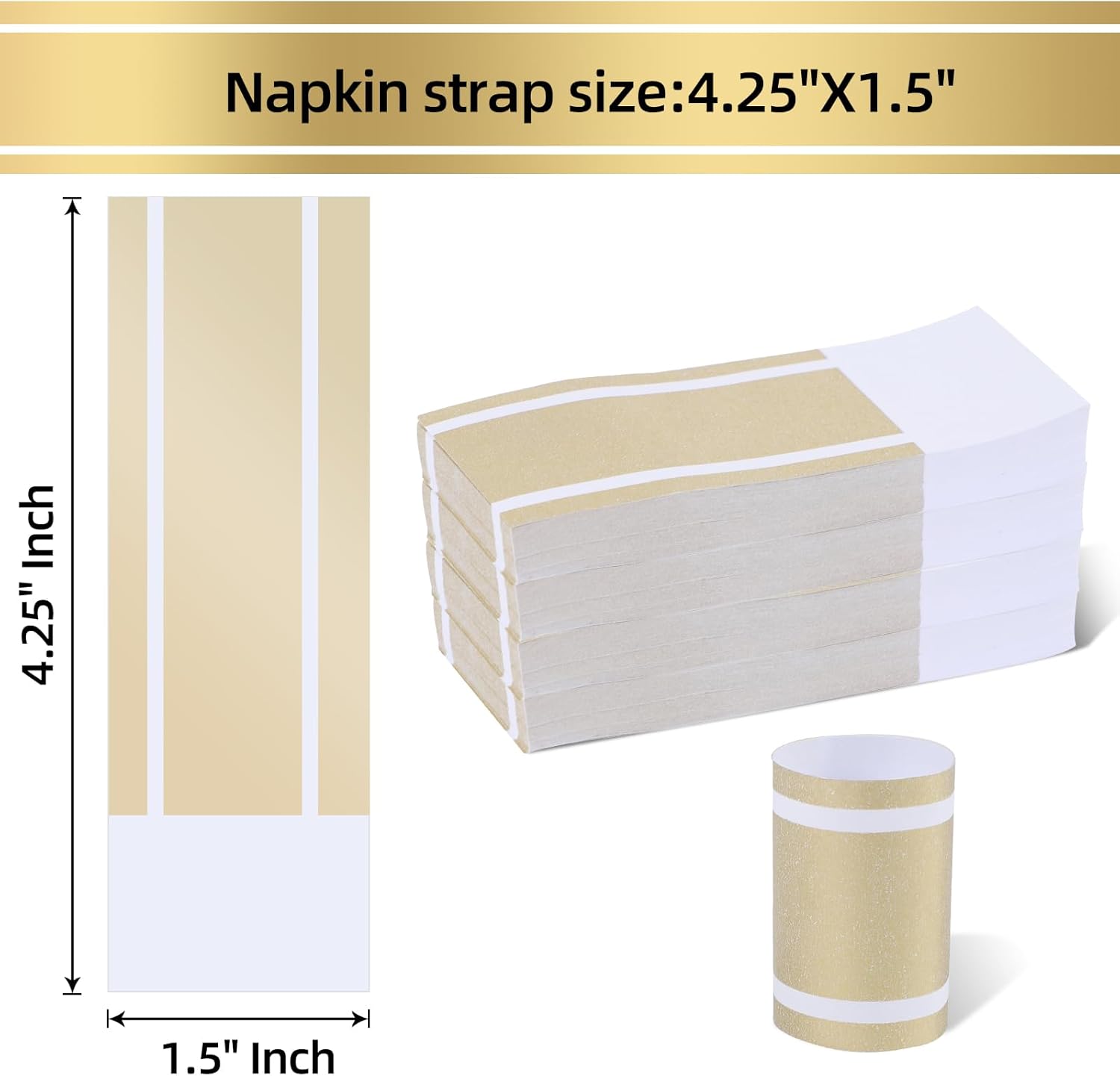 Germiwipe Matte Gold Silverware Napkin Rings 200 PCS