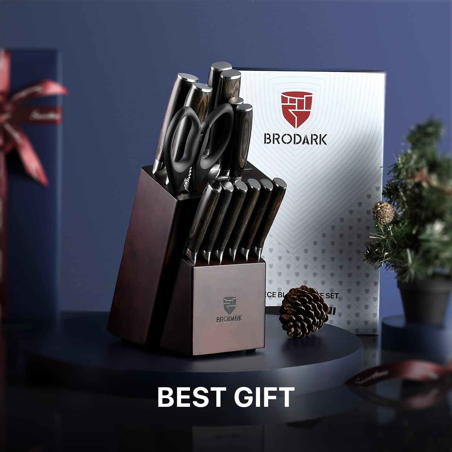 15-Piece knives set with German steel and ergonomic handles