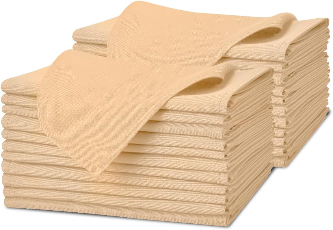 Elegant Durable Cloth Napkins - Beige 17x17-inch Napkins for Parties and Weddings
