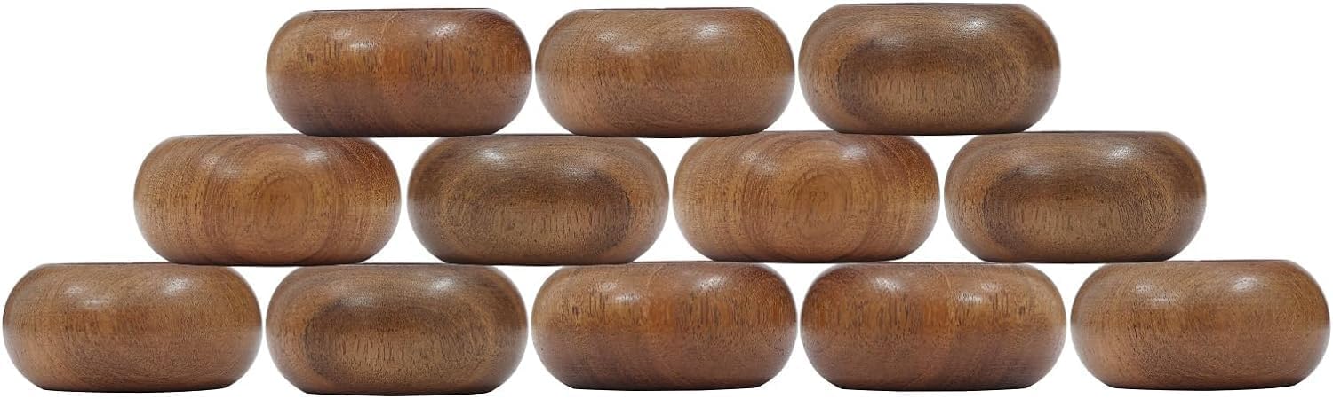 ARNCRAFT Acacia Wood Napkin Rings Set of 12 1