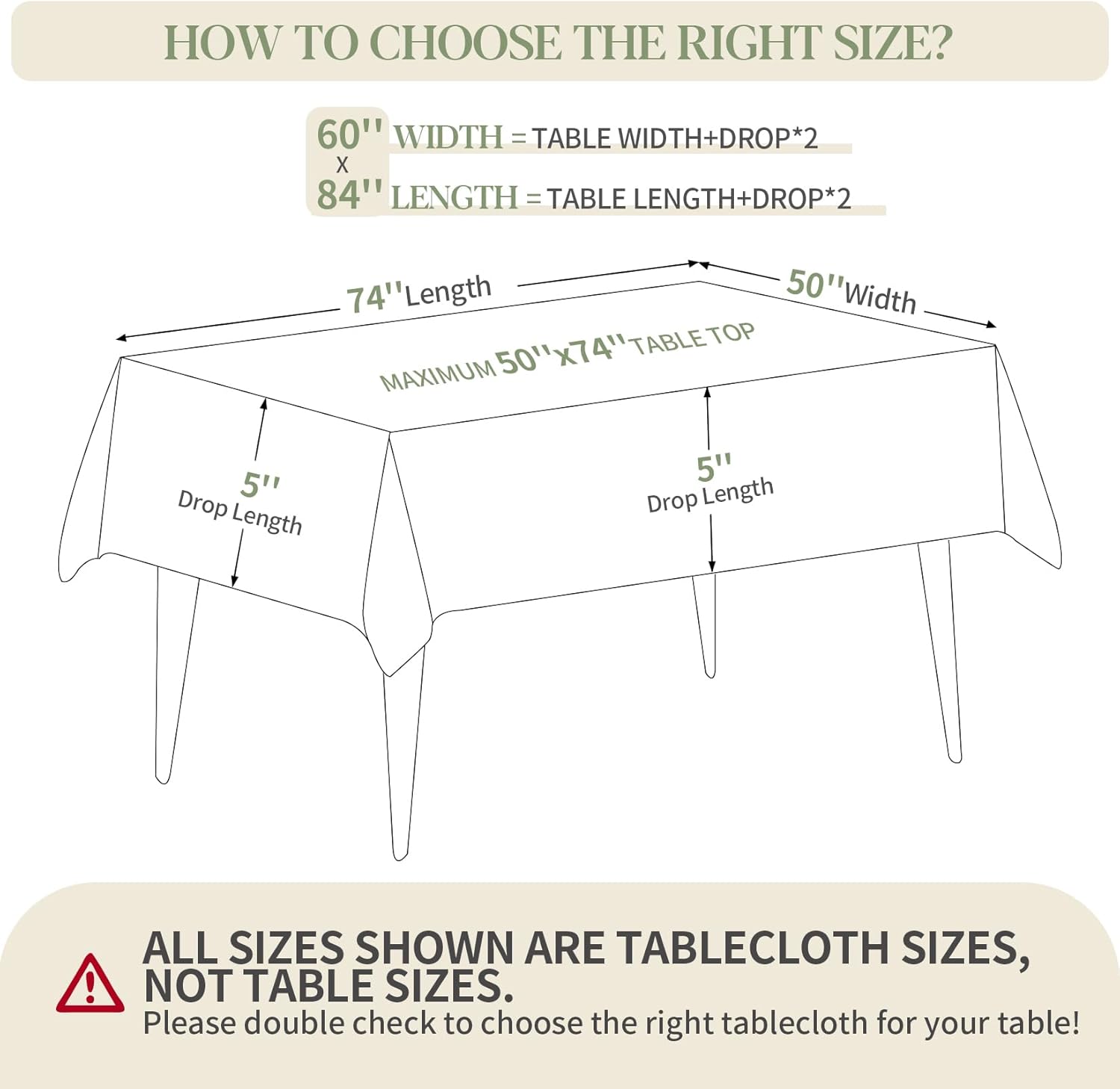 Sturdy 60x84 inch Tablecloth