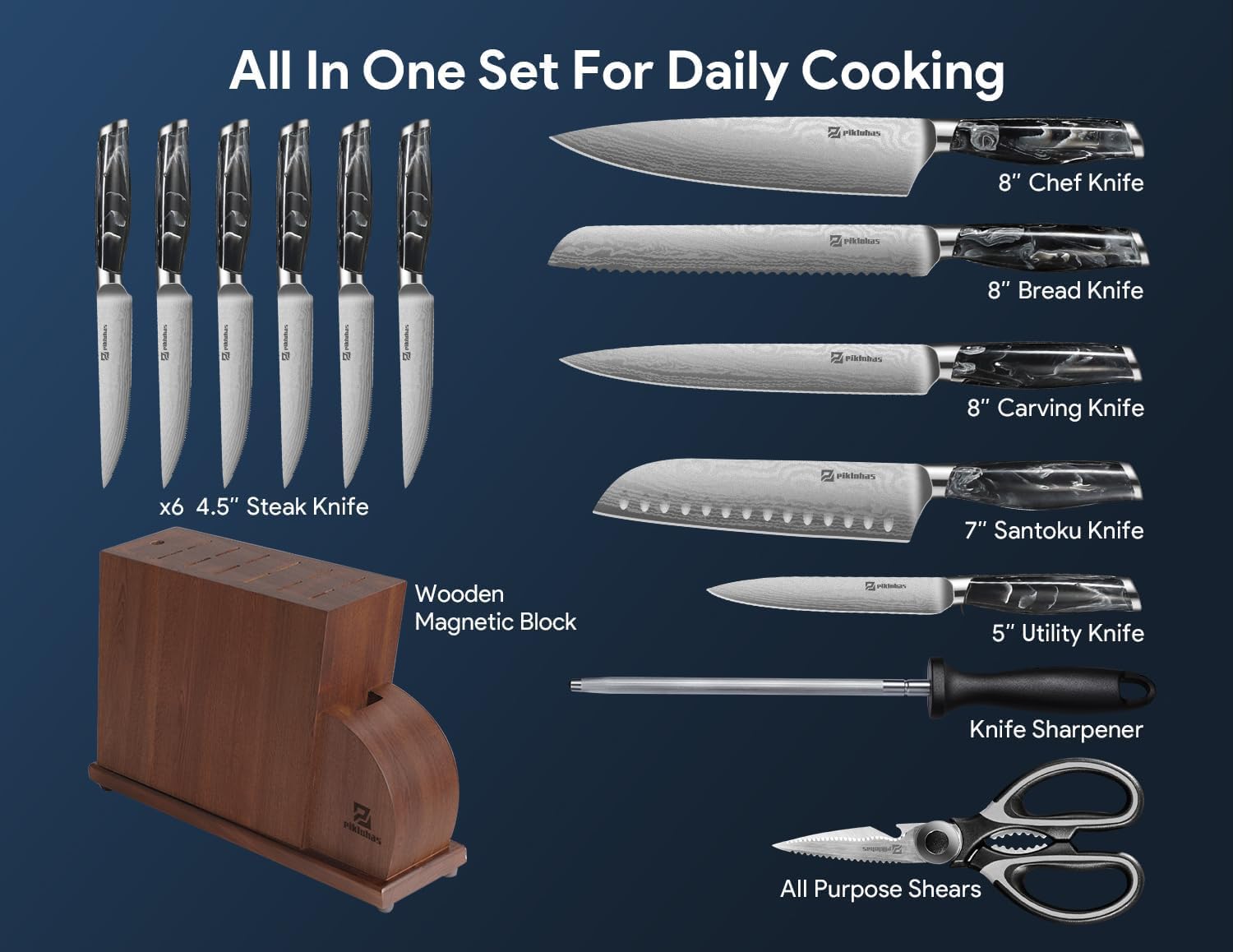 Ergonomic Germany r sharp Magnetic Knives Set