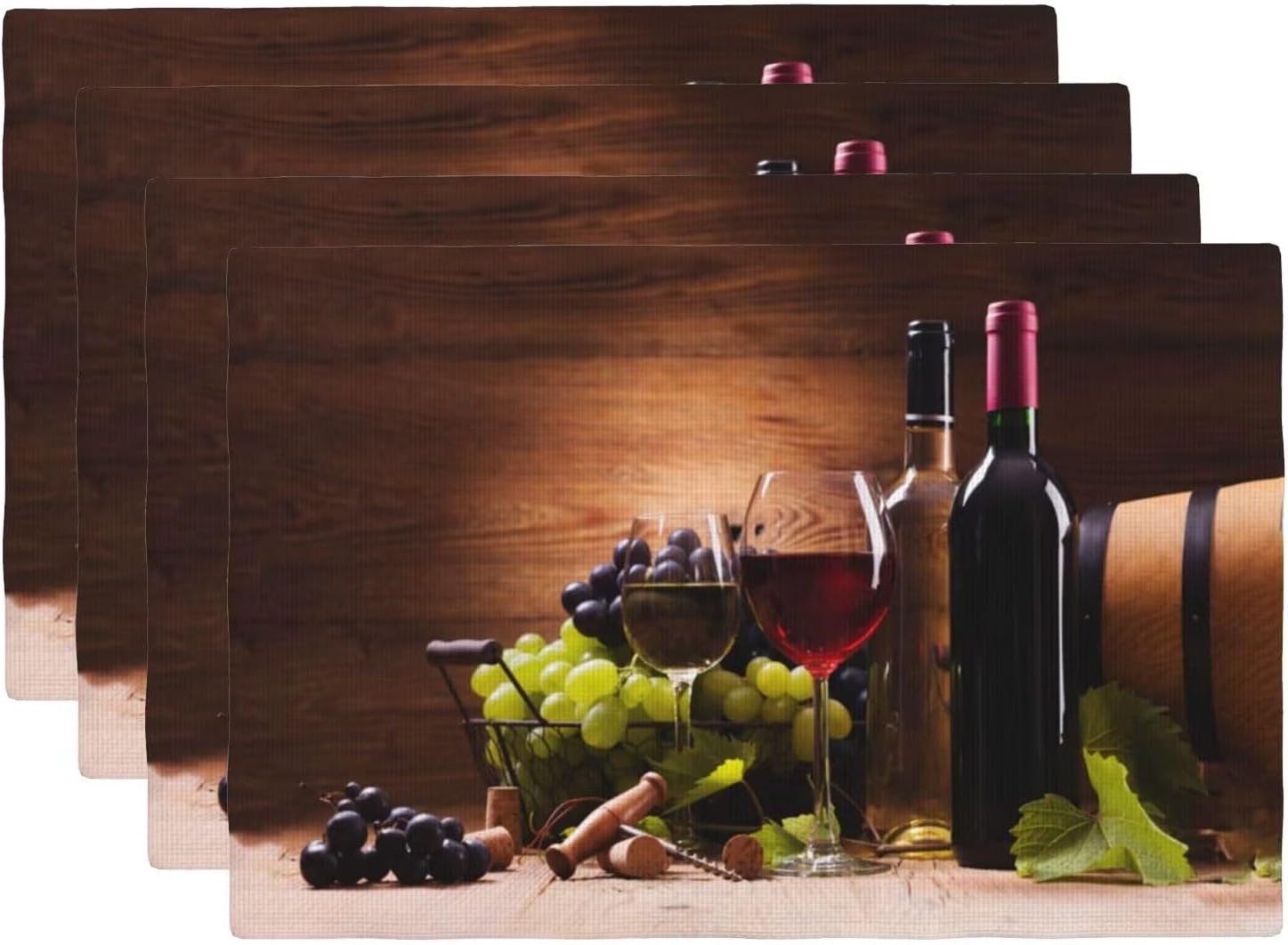 VIGGINER Red and White Wine Glasses Placemats Set of 4