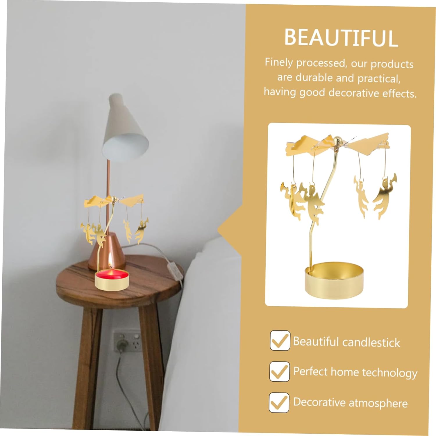 BAOBAOHU - Rotary Candle Holder Glowing Regenerating Elegant Candlestick for Home Wedding Use