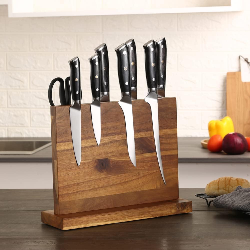 Musifan Magnetic Knife Block with Acacia Wood
