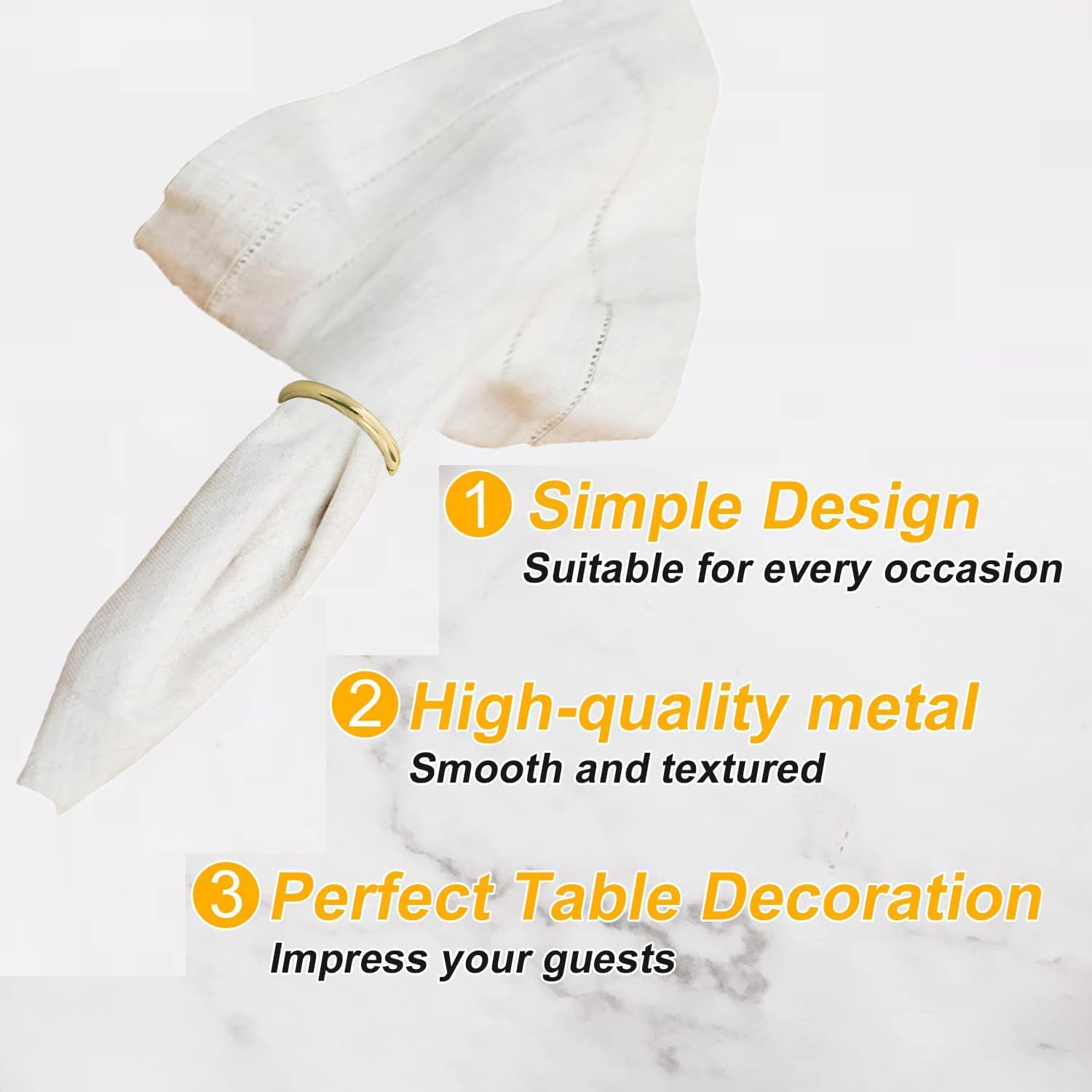 10-Piece Gold Stainless Steel Napkin Rings Modern Elegance for Dining Weddings