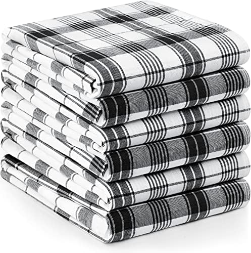 Utopia Premium Black White Dish Towels - 6 x 15x25 inches Set