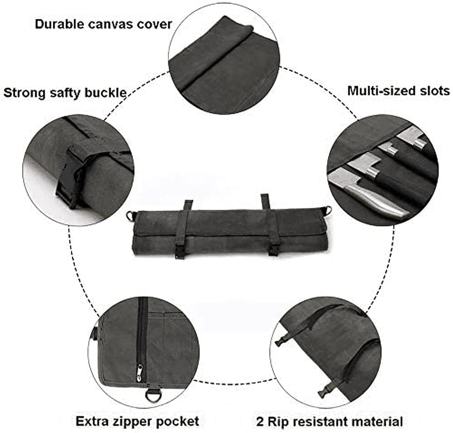 HERSENT Chefs Knife Roll Bag Portable Durable Knives Storage Solution