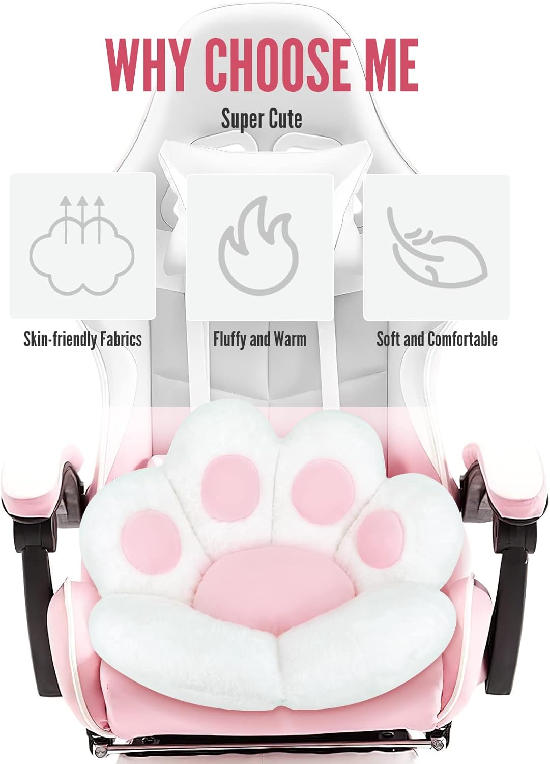 COMFY Kawaii Cat Paw Cushion for Gamers