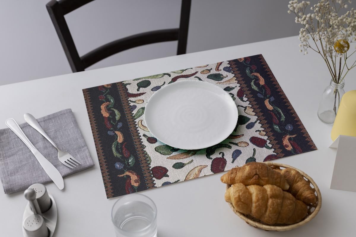 Encasa Boho Chilies Jacquard Place Mats Set of 6