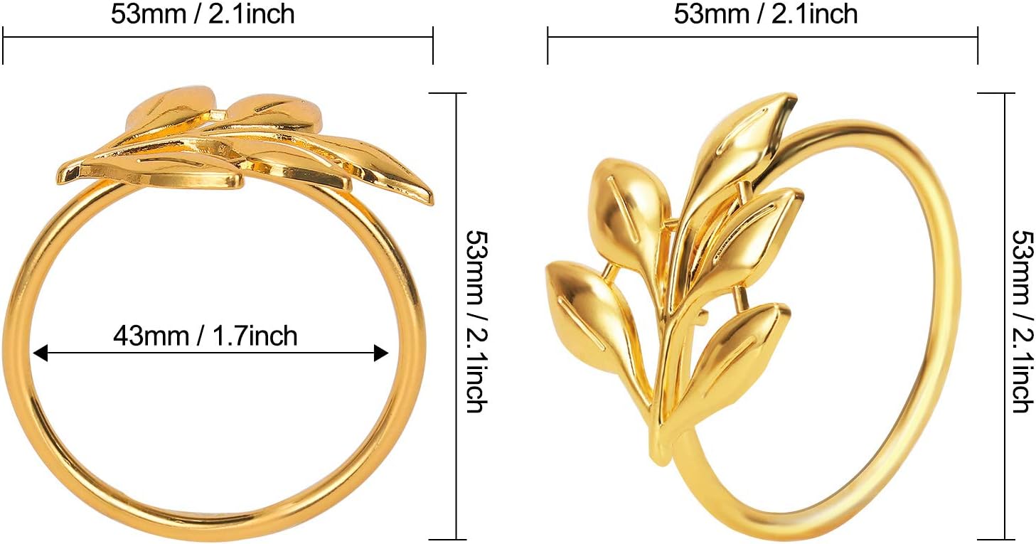 20-Leaf Napkin Rings for Gold-Tone Dining Tables