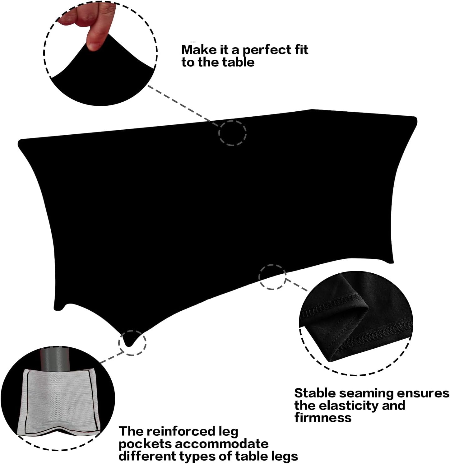 6FT Black Tablecloth 2-Pack IVAPUPU