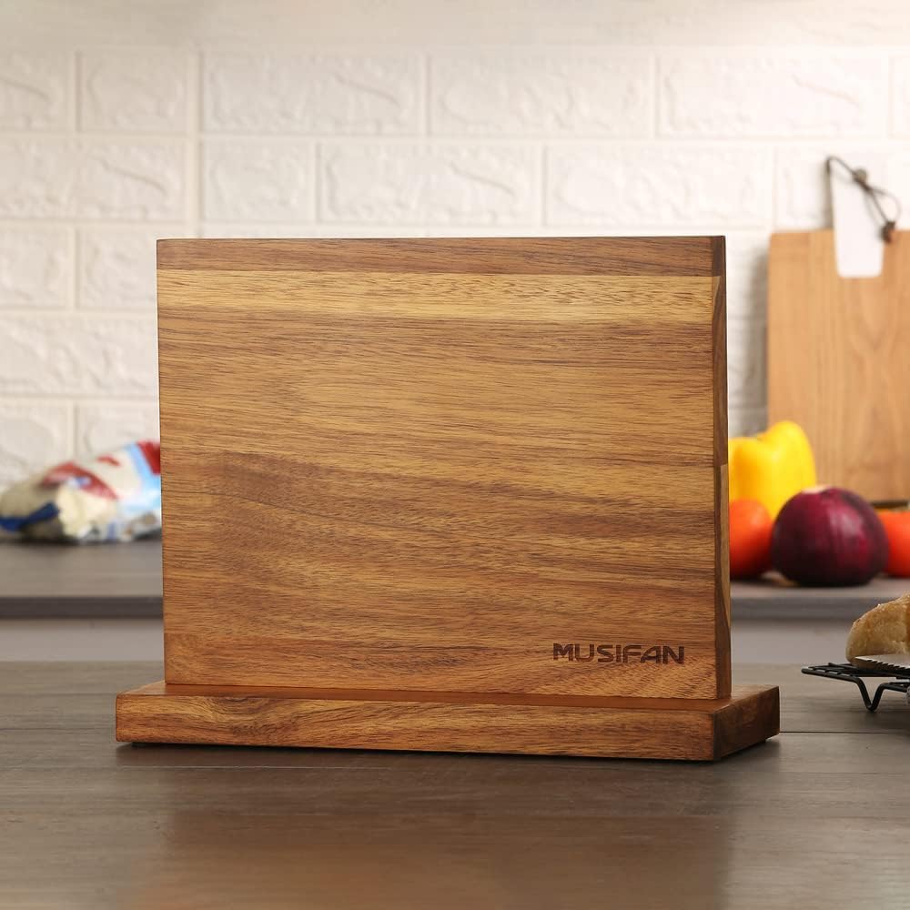 Musifan Magnetic Knife Block with Acacia Wood