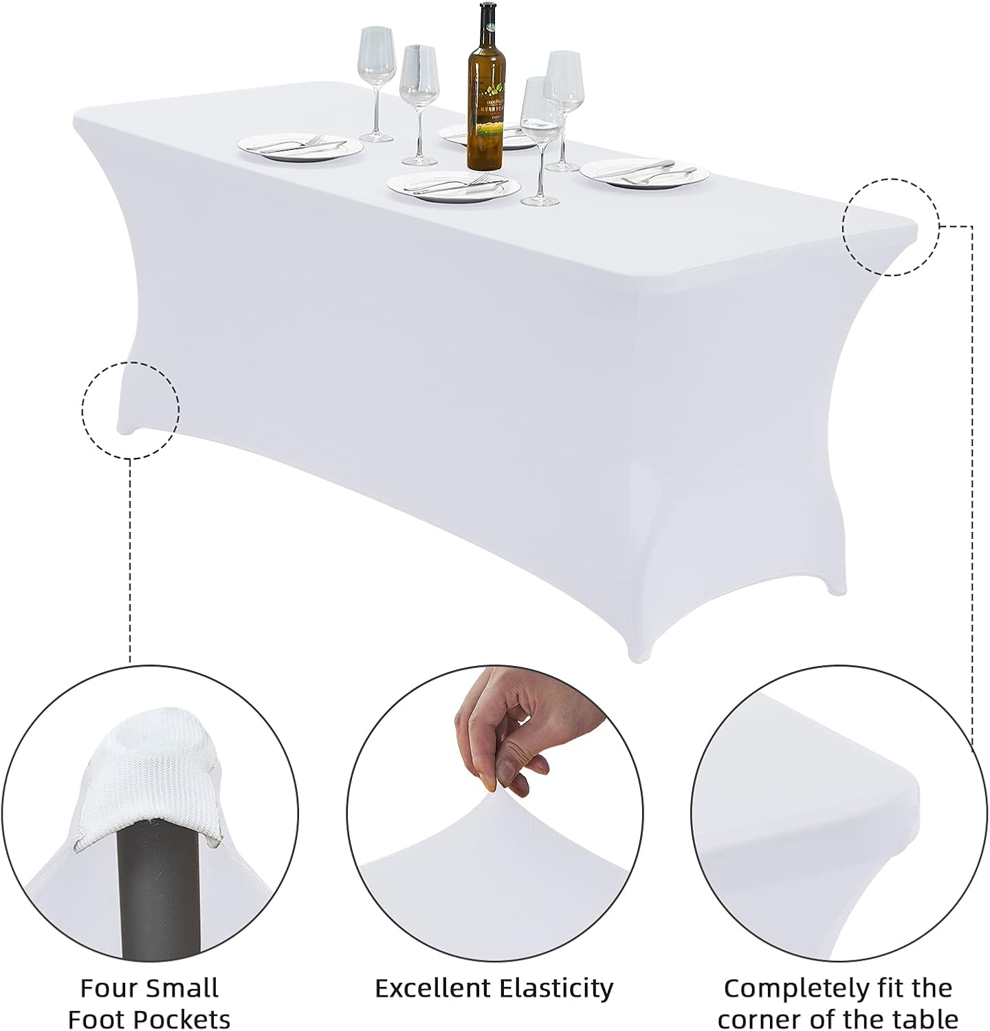 CWK 6FT Stretch Spandex Tablecloth