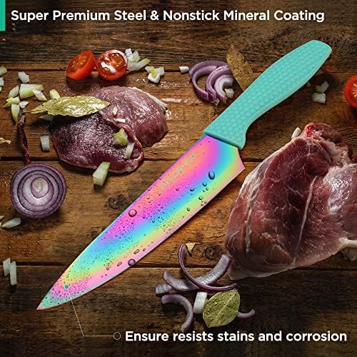 HAUSHOF 5 Piece Rainbow Knife Set with Acrylic Block