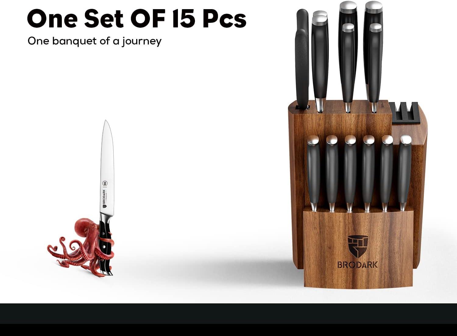BRODARK 15-Piece Professional Chef Knife Set